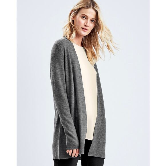 Eileen Fisher 100% Silk Georgette Crêpe Long Shell Bone Bateau Neck Top S Petite - Picture 7 of 16